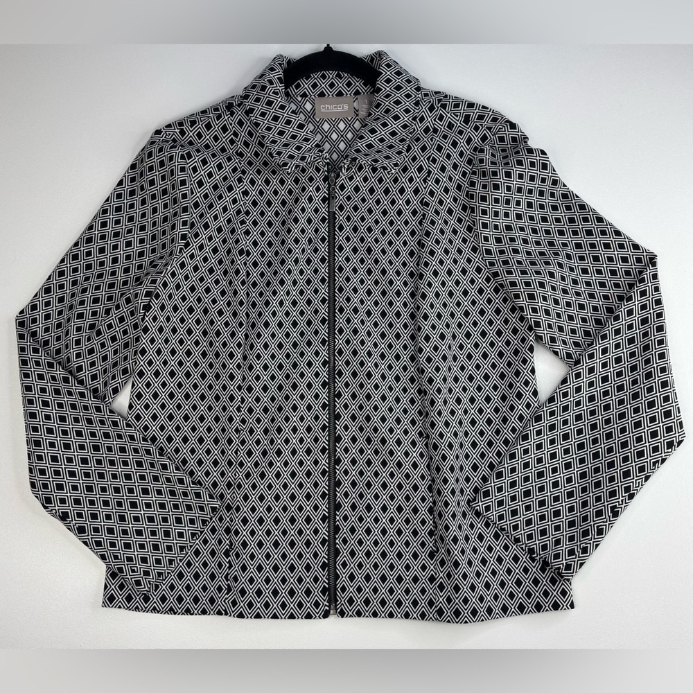 Chico's Perfect Stretch Jacquard Geometric Jacket Chico’s 1 Us 8
